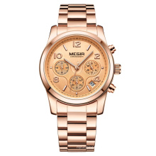 MEGIR 2057 Watches women Luxury Quartz Wristwatches Antique  Watch Stainless Steel Mesh Fashion watch